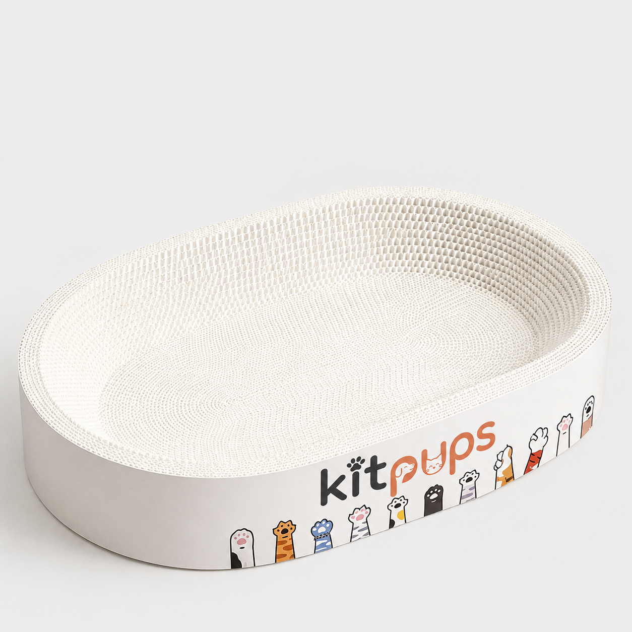 One-piece corrugated cardboard cat scratcher bed